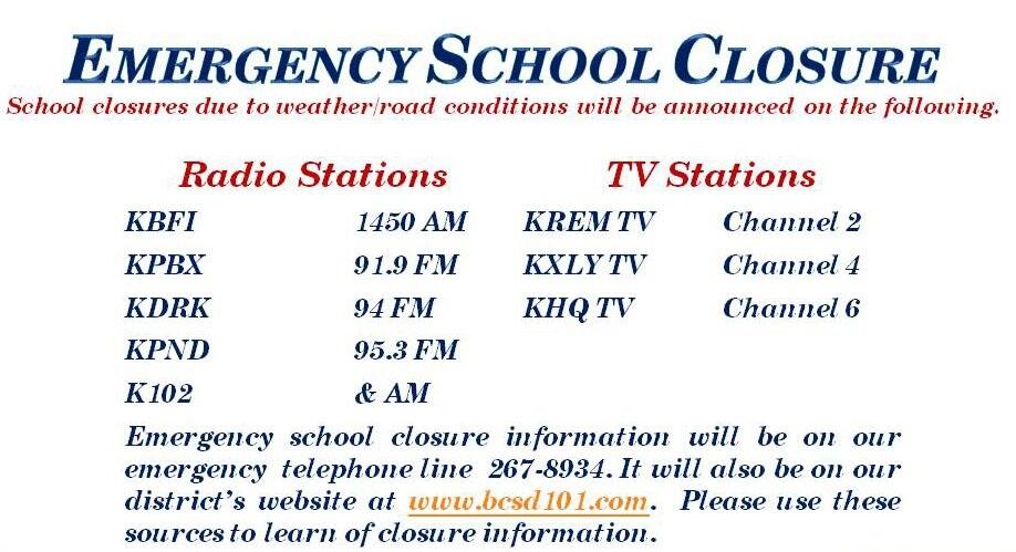 emergency closure Information